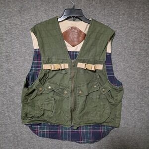 Willis & Geiger Outfitters Large Plaid Lined Vest and Hood Cotton Bush Poplin